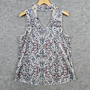 By & By Paisley Print Sleeveless Tank Top Women's Size L Blouse Velvety Cute